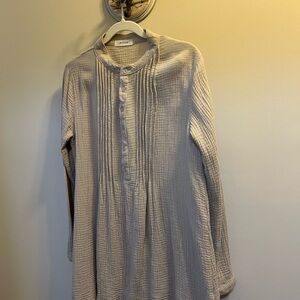 Lavender J Button Front flowy Tunic - Cream 100% Cotton Size S